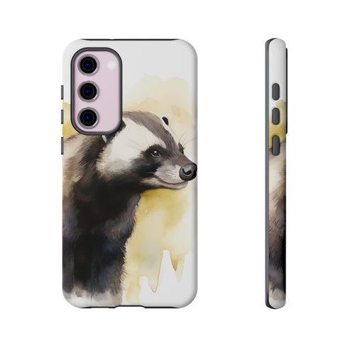 Badger on a Yellow Background - Impact Resistant Phone Case Samsung Galaxy S23 Plus Matte